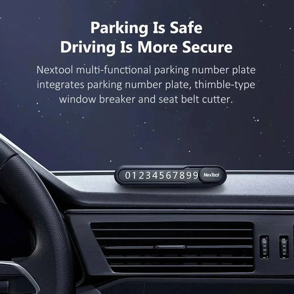 NexTool Car Temporary Parking Card Hidden Window Breaker With Seat Belt Cutter Life-Saving Escape Car Emergency Tool