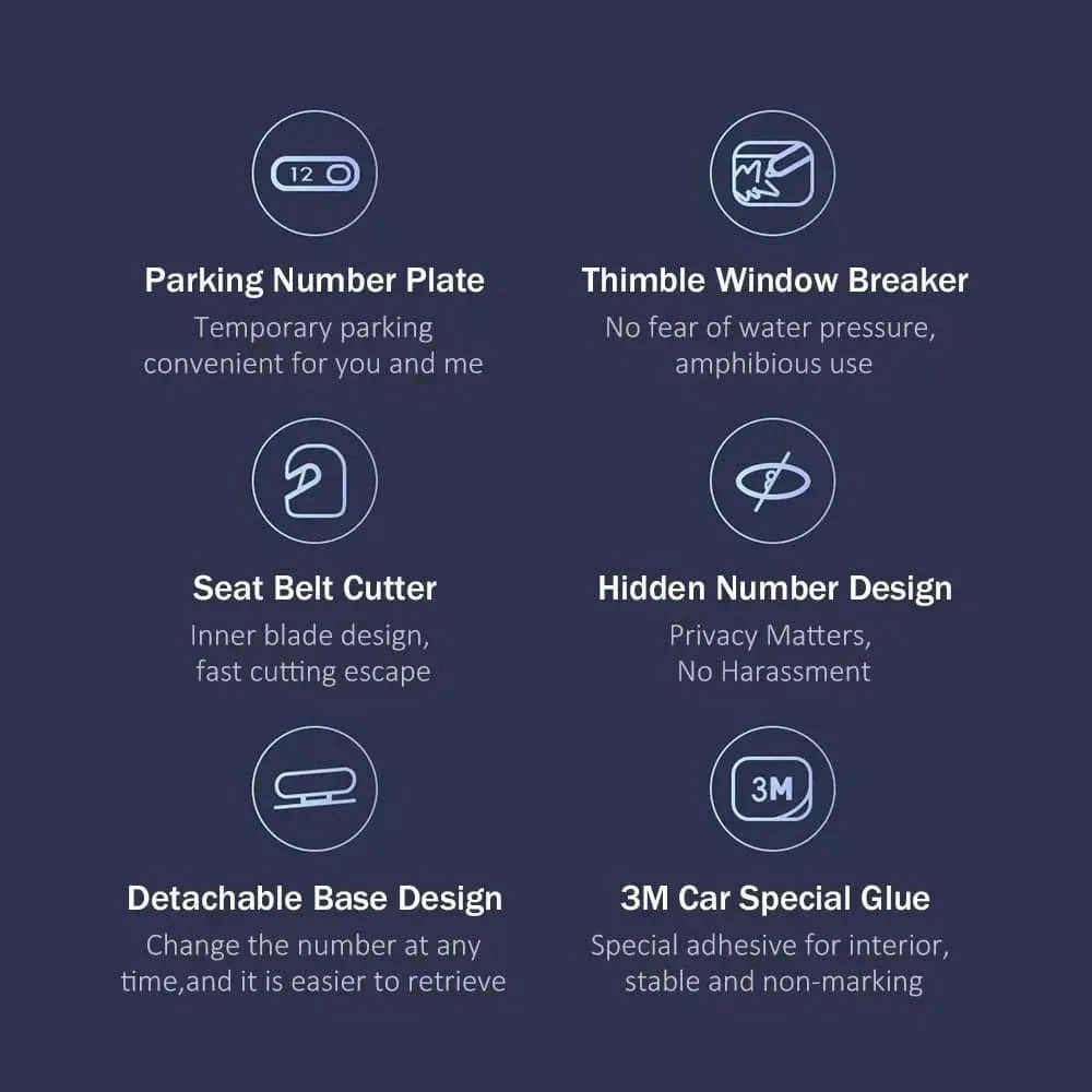 NexTool Car Temporary Parking Card Hidden Window Breaker With Seat Belt Cutter Life-Saving Escape Car Emergency Tool