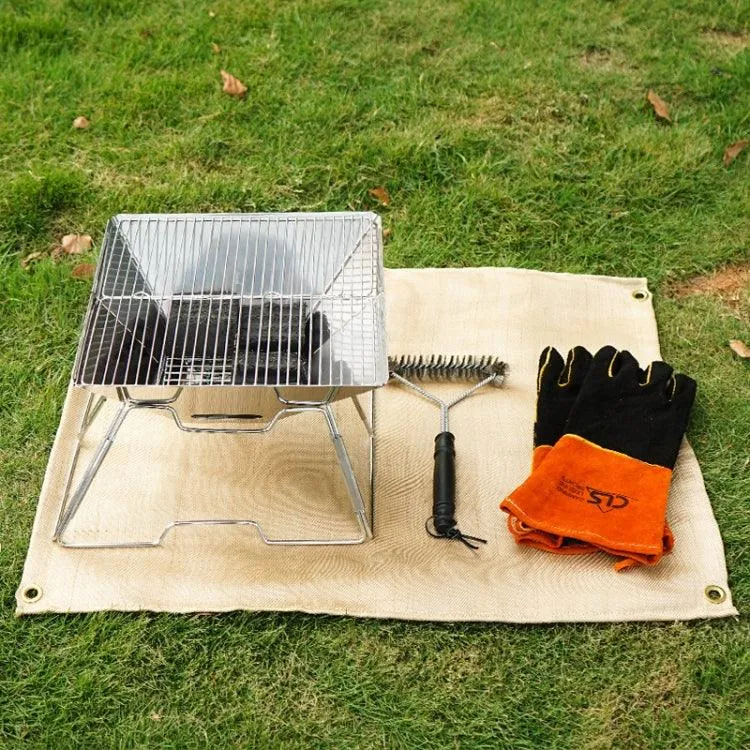 Outdoor Flame Retardant BBQ Insulation Mat - Small Fiberglass Pad (46x44 cm)