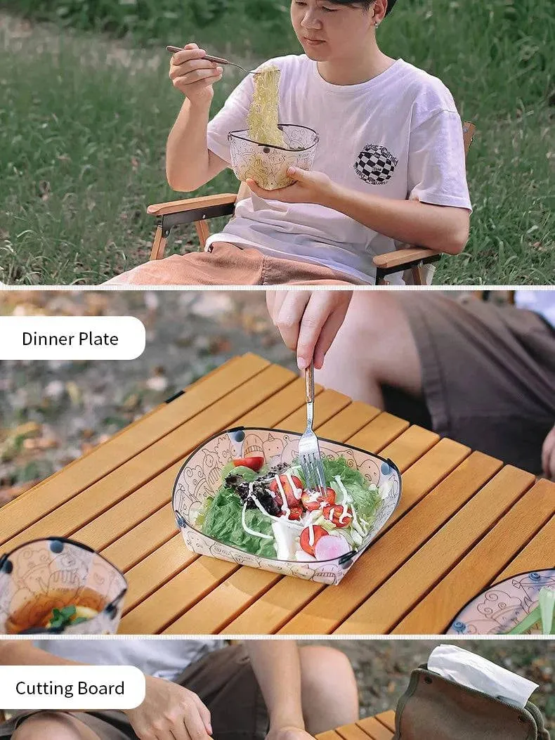 Outdoor Lightweight Folding Tableware Portable Bowl Dinner Plate Coffee Filter Funnel Water Cup Multi-purpose Camping Tableware