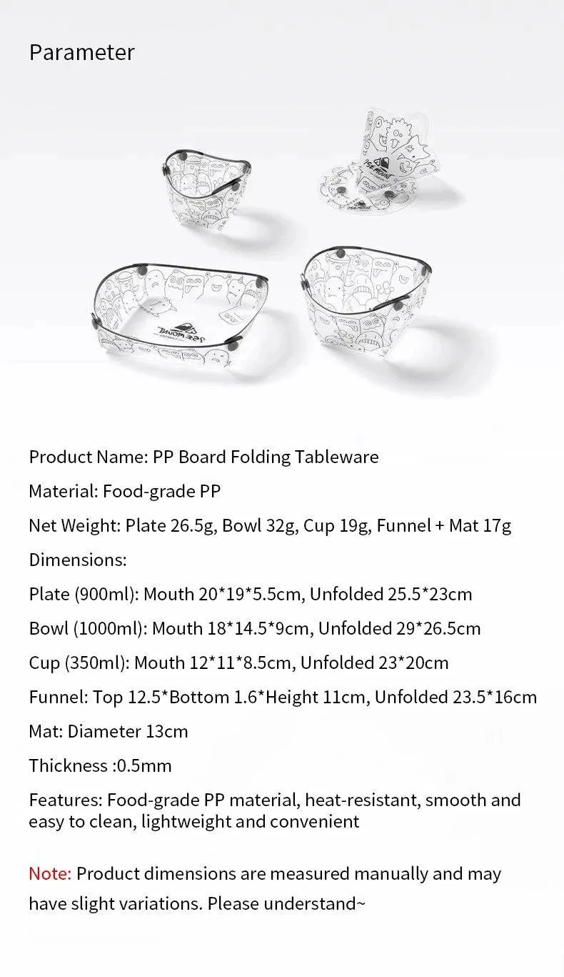 Outdoor Lightweight Folding Tableware Portable Bowl Dinner Plate Coffee Filter Funnel Water Cup Multi-purpose Camping Tableware