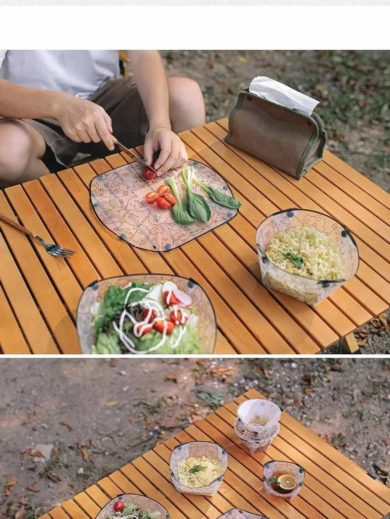 Outdoor Lightweight Folding Tableware Portable Bowl Dinner Plate Coffee Filter Funnel Water Cup Multi-purpose Camping Tableware