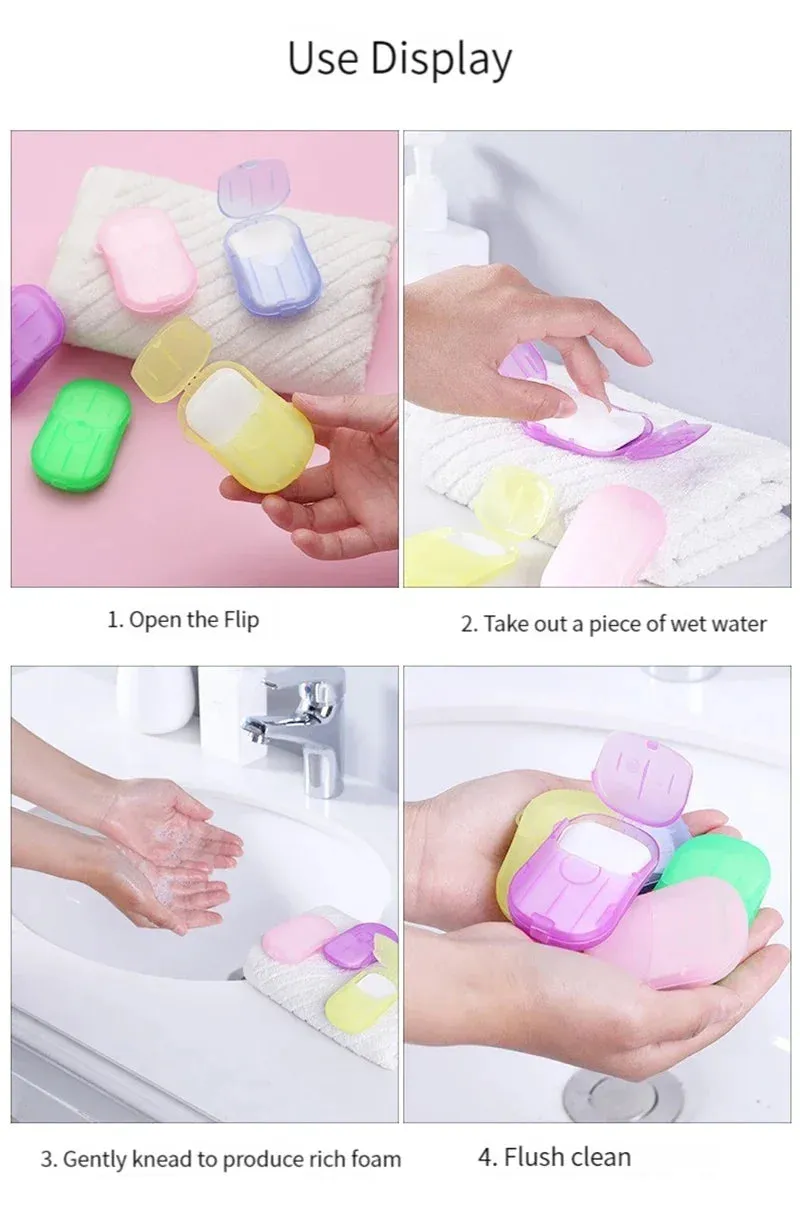 Portable Bathroom Soap Slices Bath Hand Washing Slice Sheets Outdoor Travel Scented Foaming Soap Paper Bath Clean Soap Tablets