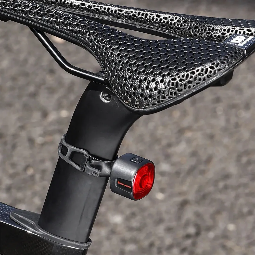 Rechargeable Bicycle Rear Light Intelligent Bike Taillight High-Bright Cycling Warning Lamp Waterproof with 6 Light Modes