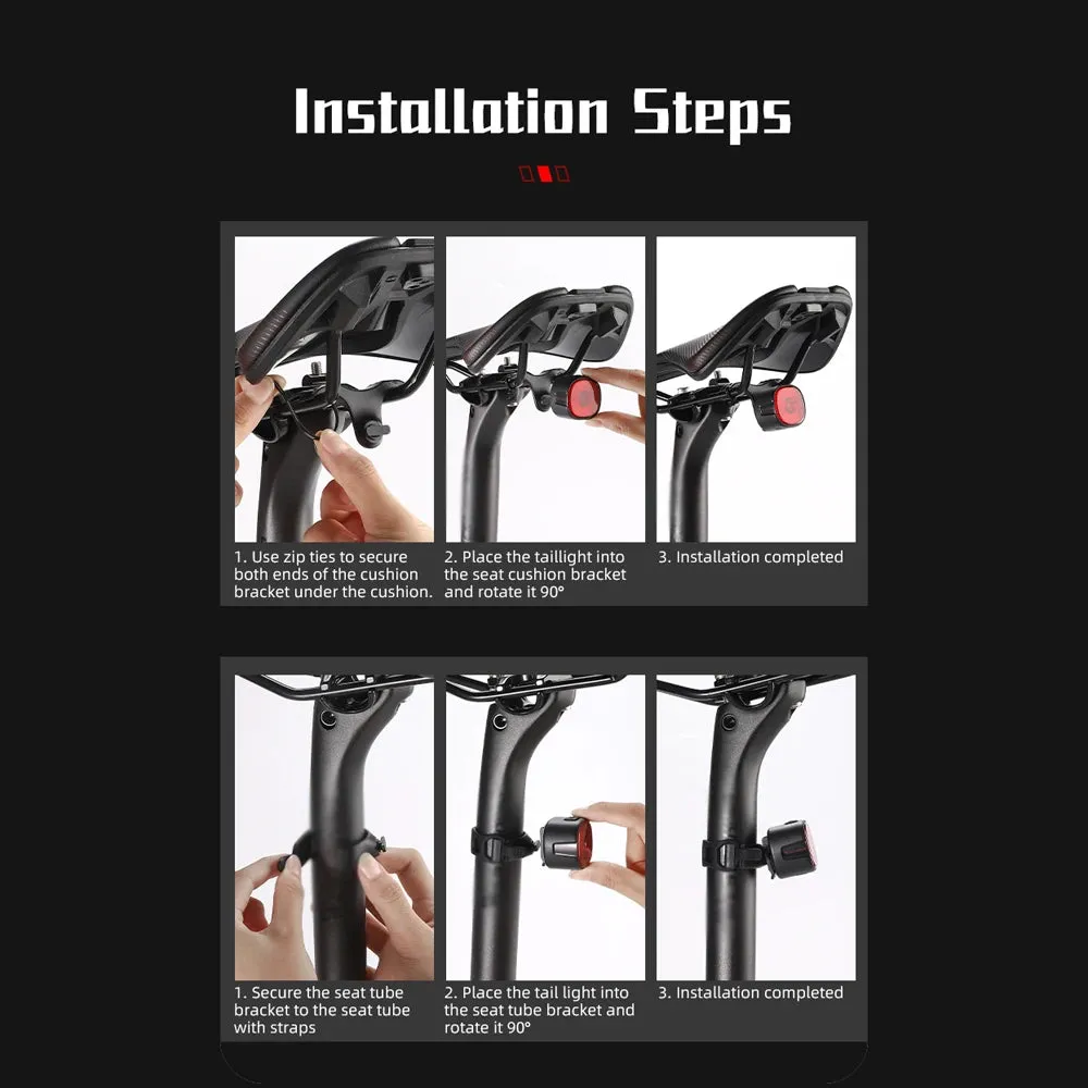Rechargeable Bicycle Rear Light Intelligent Bike Taillight High-Bright Cycling Warning Lamp Waterproof with 6 Light Modes