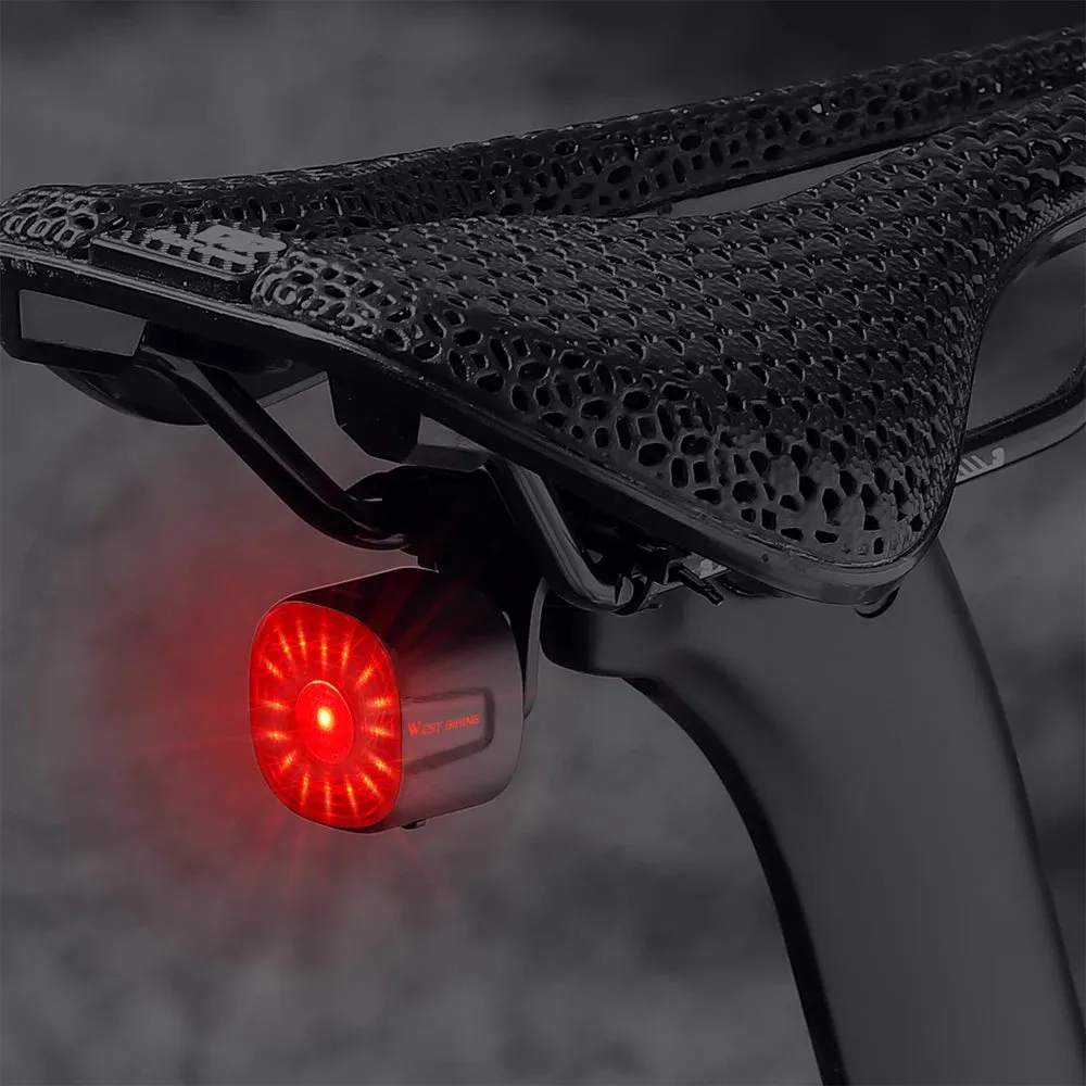 Rechargeable Bicycle Rear Light Intelligent Bike Taillight High-Bright Cycling Warning Lamp Waterproof with 6 Light Modes