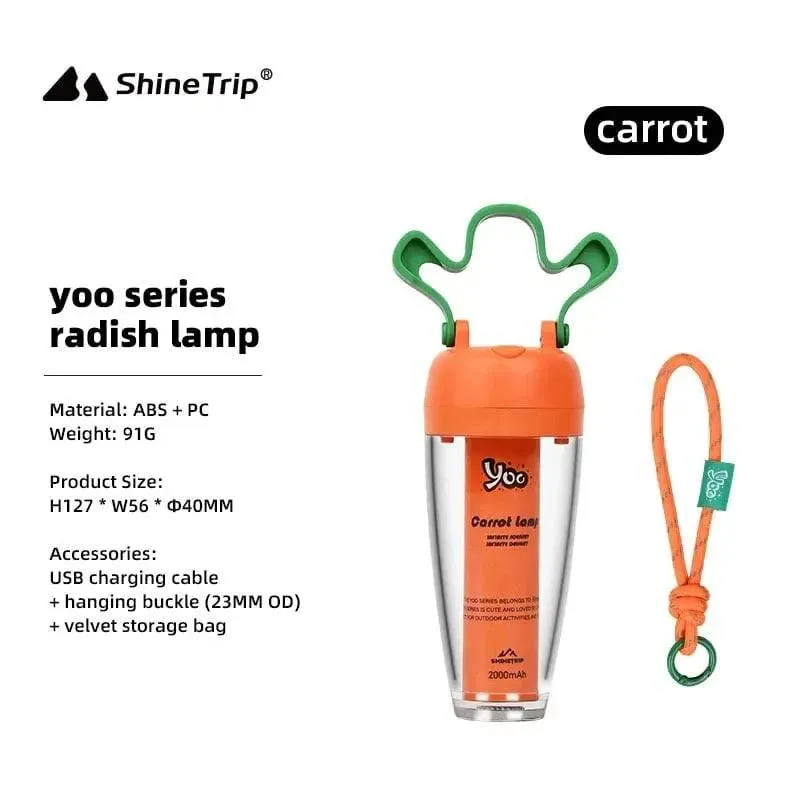 ShineTrip Yoo Series Carrot Shaped LED Camping Lantern Portable Outdoor Radish Light Rechargeable 4  Gears Waterproof Tent Lamp