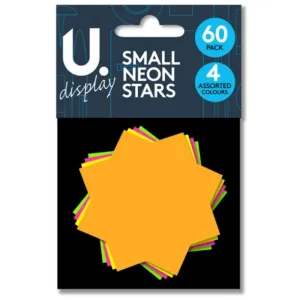 Small Neon Stars - 60 Pack Vibrant Colours Eye Catching Decorations Crafting Classroom