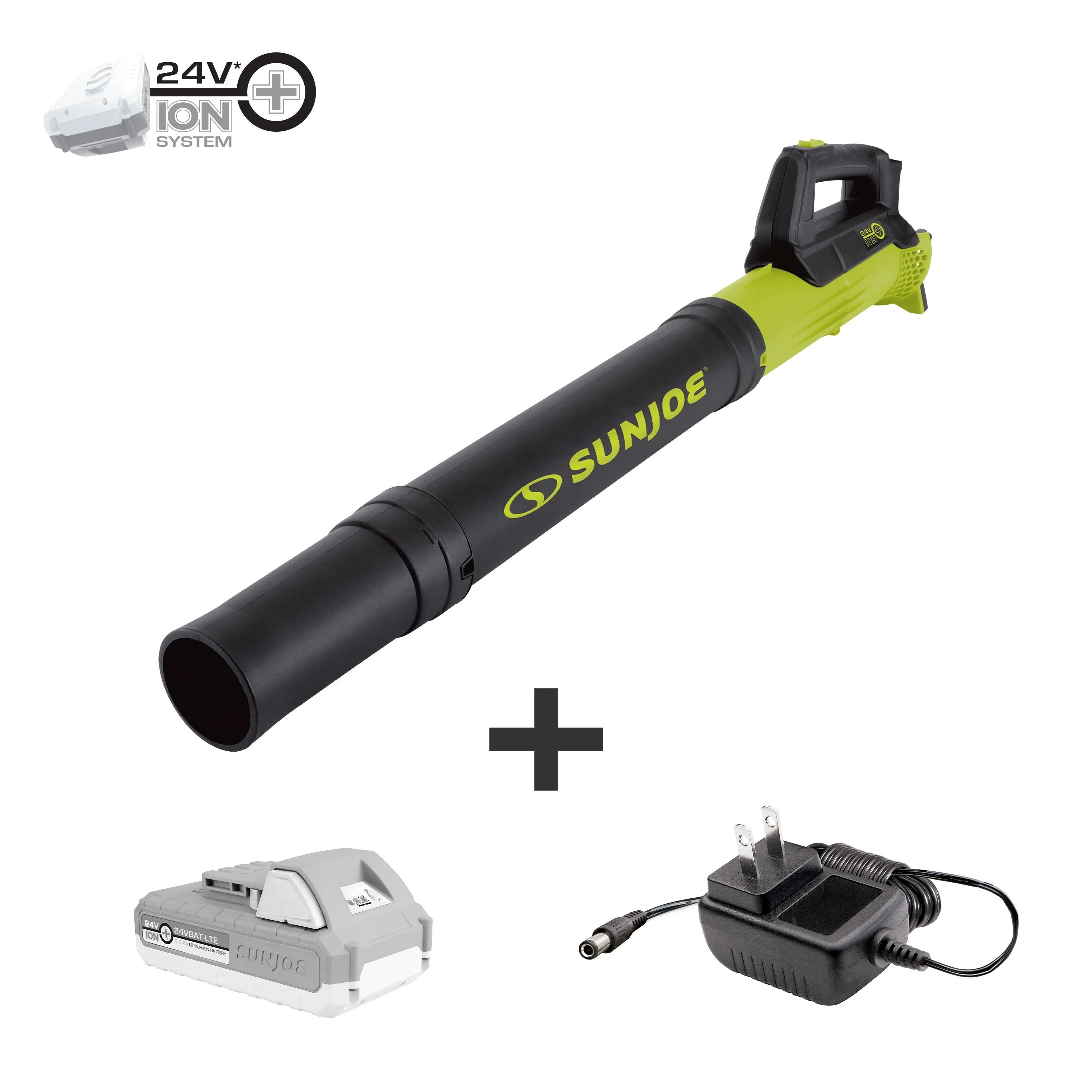 Sun Joe 24V-TB-LTE 24-Volt iON  Cordless Compact Turbine Jet Blower Kit | 100-MPH | 280-CFM | W/ 2.0-Ah Battery and Charger