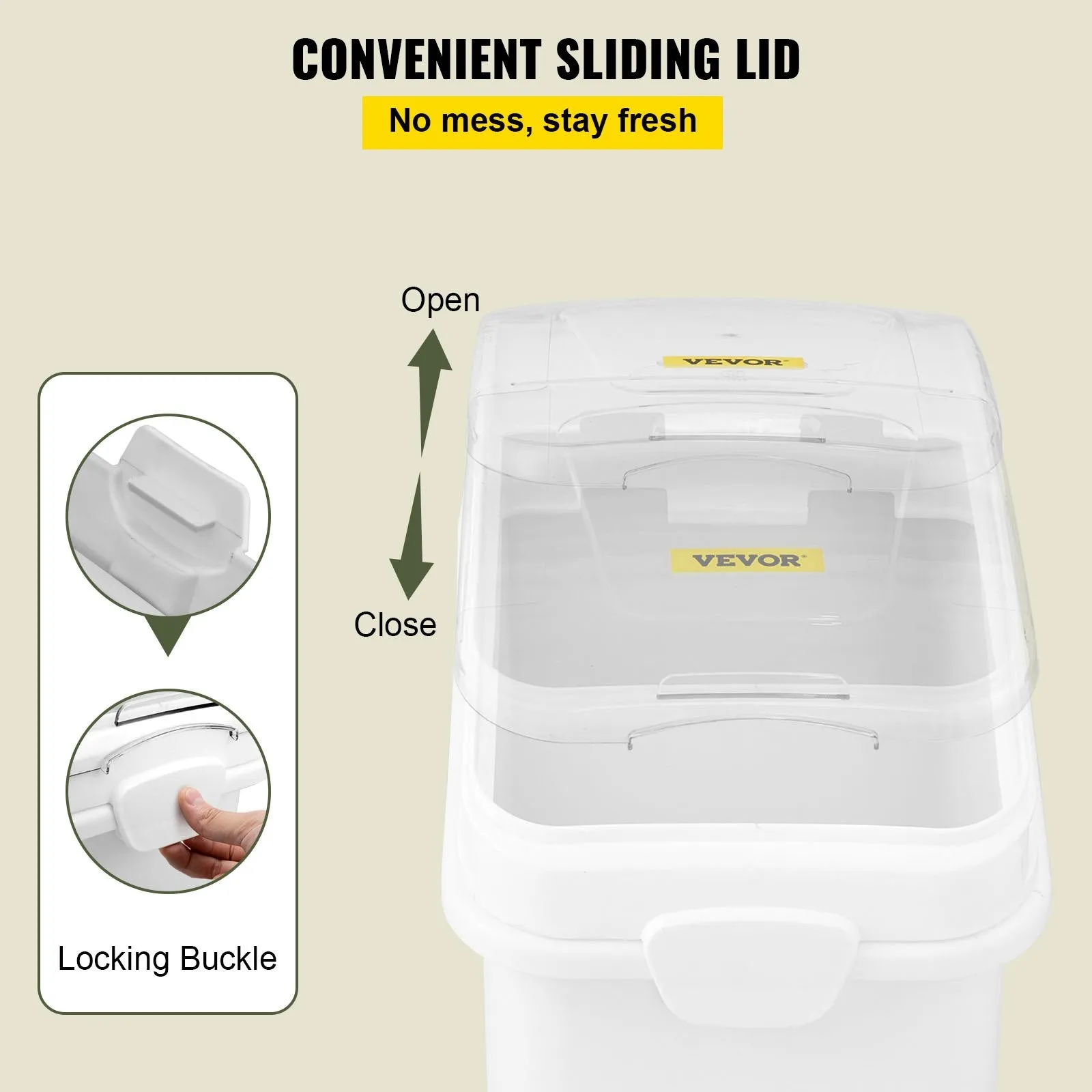 Vevor 21 Gal. Commercial Ingredient Storage Bin with Scoop and Sliding Lid 400 Cup New
