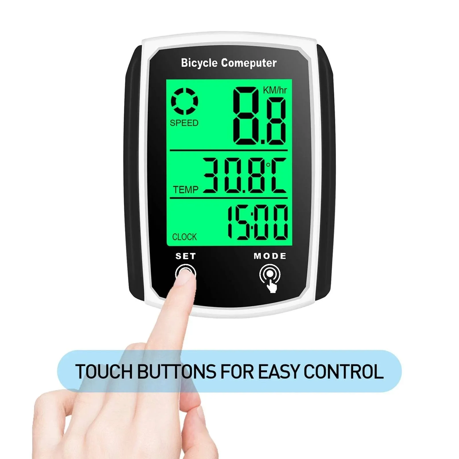 Wired Bike Computer 19 Functions Touch Bike Speedometer Odometer Waterproof Bicycle Computer with Backlight Cycling Accessory