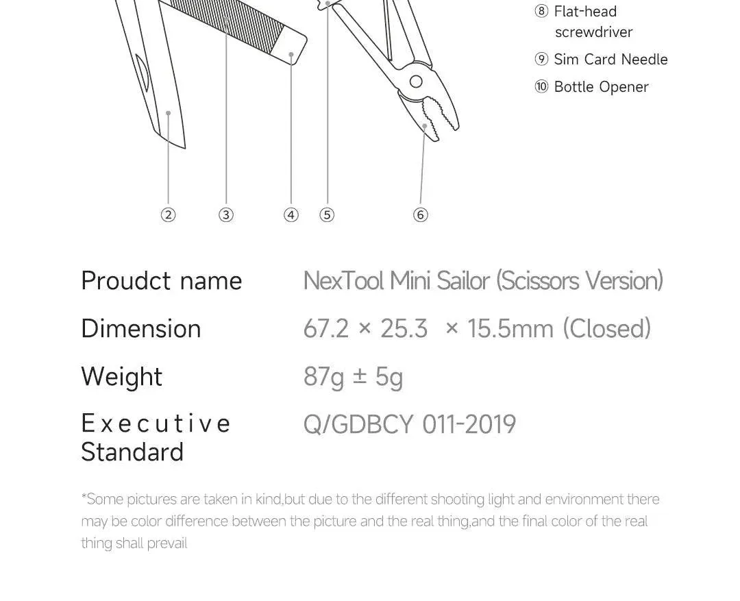 Xiaomi NexTool Mini Sailor Scissors Version  EDC Multitools Hand Pliers Tools Mini Pocket Folding Knife Scissors Screwdriver